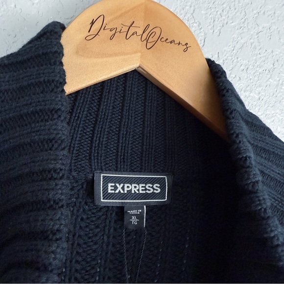 Express Toggle Front Cable Knit Black Cardigan Sweater XL - Winter, Cozy, Casual - Picture 2 of 13